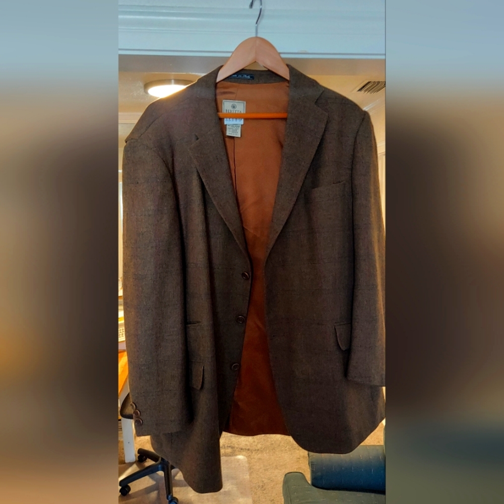 Beretta Italian-Made Brown Blazer with Orange Lining